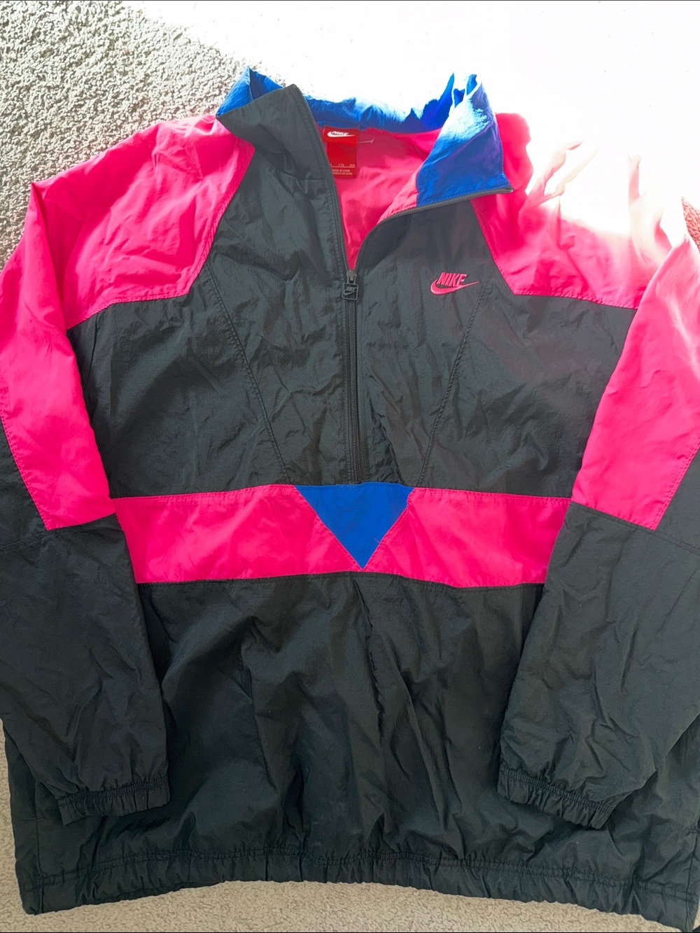 Nike Kids Black, Pink & Blue Colorblock Windbreaker Jacket